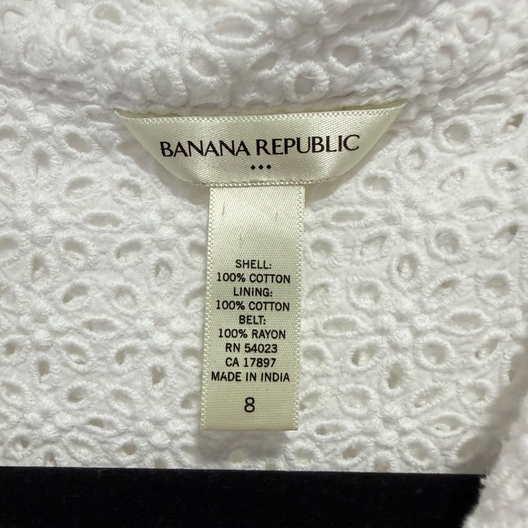 Banana Republic Factory White Eyelet Collared Mini Dress 8 - Picture 3 of 9